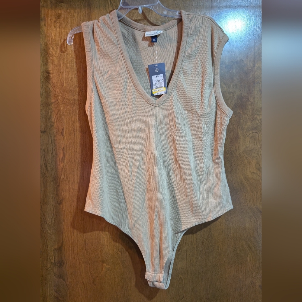 NWT Universal Thread V-Neck Beige Bodysuit